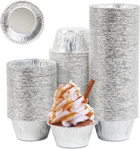 Kunya® Aluminium Foil Disposable Cups Baking Bake Muffin Choco Lava Cupcake Tin Mold Round, 100- Pieces