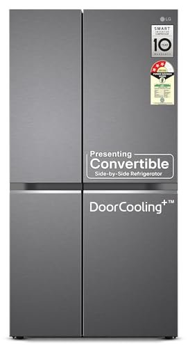 LG 650 L, 3 Star, Smart Inverter Compressor, Convertible, Door Cooling+, Frost Free Double Door Side by Side Refrigerator (GL-B257HDS3, Dazzle Steel, Express Freeze)