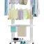 LIVINGBASICS 18 Clips with 3 Layer Cloth Drying Stand for Balcony/Cloth Stand for Drying Clothes Foldable/Stainless Steel Dryer Rack (Snow White, 66 x 174 x 74 cm)