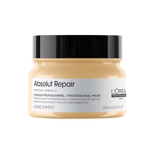 L'Oréal Professionnel Paris Absolut Repair Mask For Dry & Damaged Hair-250 Millilitres Fresh Scent Professional Mask Provides deep conditioning & strength| With Gold Quinoa & Wheat Protein For Unisex