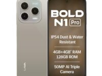 Lava Bold N1 Pro (Titanium Gold, 4 GB RAM, 128 GB Storage)| Bigger 6.67" HD+ IP54 Display | 120 Hz Refresh Rate | 50 MP AI Triple Rear Camera | 8 MP Front Camera| 5000 mAh Battery | Charger in Box