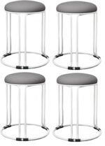 Lavish Craft Stackable Ottoman Stools with Cushion Top - Versatile Seating & Storage Solution, Set of [4] - Space-Saving, Stylish, and Comfortable Home Furniture (White-Grey, 4)