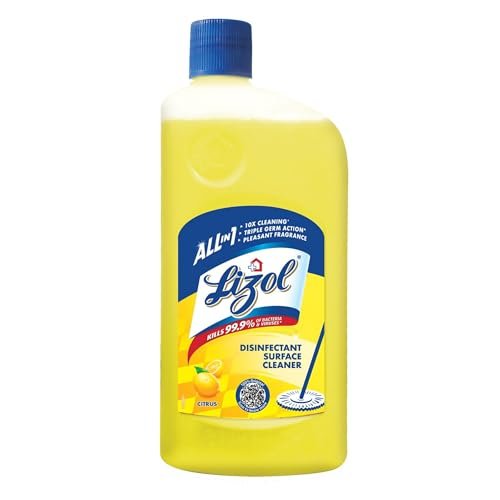 Lizol Disinfectant Surface & Floor Cleaner Liquid, Citrus - 500 ml | Suitable for All Floor Cleaner Mops | Kills 99.9% Germs| India's #1 Floor Cleaner