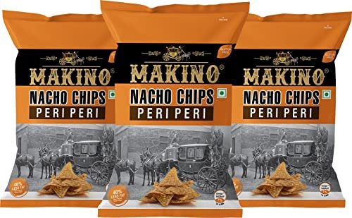 Makino - Nacho Chips Peri Peri Flavour 150 Gram | Tortilla | Healthy | Tasty Savoury Snack | Delicious Nacho Chips | Low Calorie - Pack of 3
