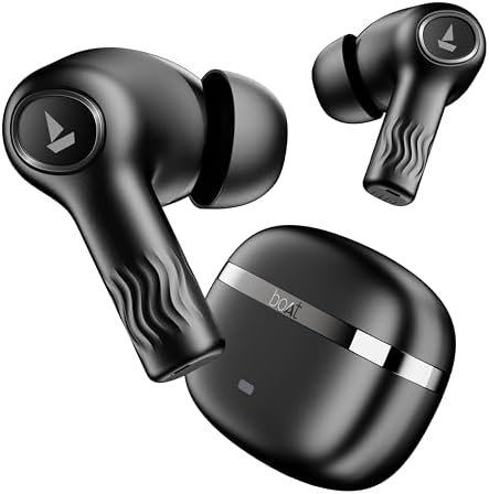 Nirvana Ion Truly Wireless in Ear Knobs with 120 HRS Playback, Crystal Bionic Sound with Dual EQ Modes, 4 Mics ENx™ Technology, In-Ear Detection, Hearables App, IPX4 Ear Buds TWS (Carbon Black)