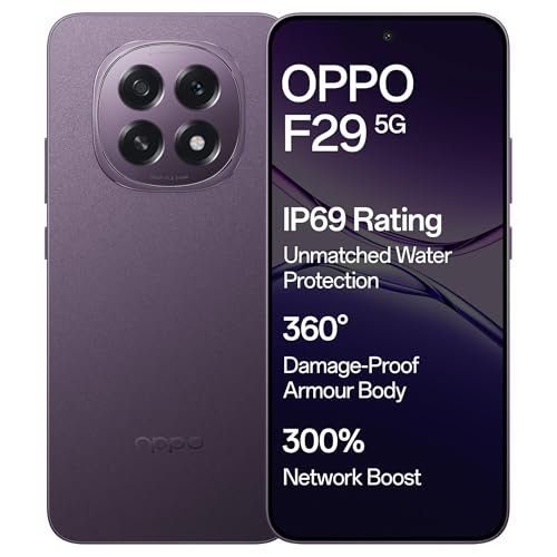 OPPO F29 5G (Solid Purple, 8GB RAM, 256GB Storage) with No Cost EMI/Additional Exchange Offers