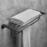 Plantex Space Aluminium Towel Holder in Bathroom/Towel Rod/Bathroom Towel Holder/Bathroom Accessories - Black (24 Inch)