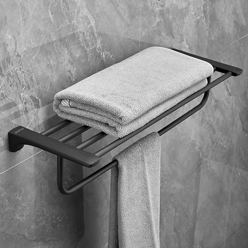Plantex Space Aluminium Towel Holder in Bathroom/Towel Rod/Bathroom Towel Holder/Bathroom Accessories - Black (24 Inch)