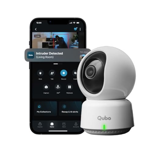 Qubo Smart Home Security Cam 360° 3MP 2K | Made in India | Wi-Fi CCTV Camera | NightPulse Vision | Mobile App | Two-Way Talk | SD Card & Cloud Storage | Alexa & OK Google | Hero Group