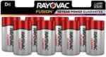 Rayovac Fusion D Batteries, Premium Alkaline D Cell Batteries (8 Battery Count)