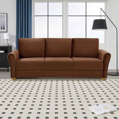SOFA SANCTUARY- Three Seater Sofa | Luxury Comfort & Extra Spacious Wooden Sofa Set for Living Room | Sofa for Living Room & Office (Brown-Color)