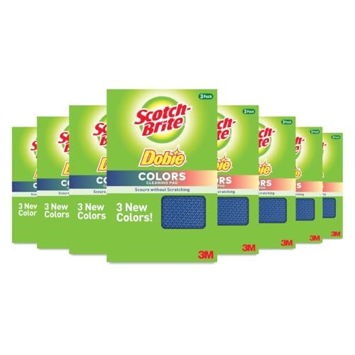 Scotch-Brite Dobie Colors All-Purpose Cleaning Pads, Scours without Scratching, 24 Pads