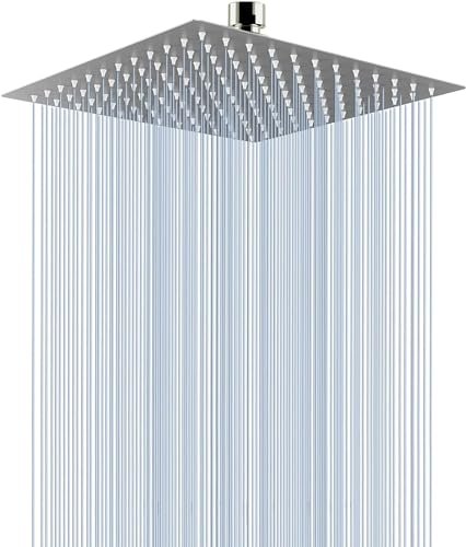 Shower Head 6 Inch High Pressure Rainfall Shower Head Stainless Steel shower Steel shower head for bathroom and slim overhead shower - bathroom rain shower & adjustable Steel shower for bathroom