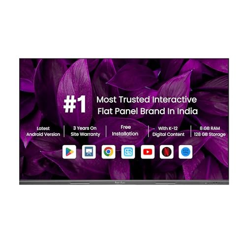 Study'n'Learn 86 Inch 8GB |128GB Interactive Flat Panel Android 14.0, 4K UHD Multitouch Screen Display Best for Teaching and Official Use | with K-12 Digital Content