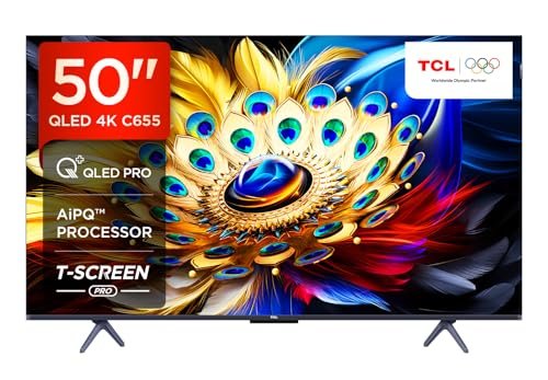 TCL 126 cm (50 inches) 4K Ultra HD Smart QLED Google TV 50C655 (Black)