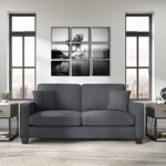 Torque Moscow 2 Seater Fabric Sofa (Dark Grey) 2 Person Sofa, Wooden Sofa Set, Couch for Living Room | 3 Years Warranty