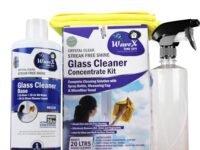 Wavex Glass Cleaner Concentrate (1ltr) Makes 20 Ltrs Glass Cleaner Liquid Includes Microfiber Cloth 350 GSM, Empty Spray Bottle Dispenser and Measuring Cap