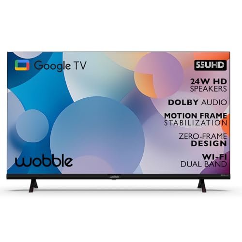 Wobble 139.7 cm (55 inches) UD Series 4K Ultra HD Smart LED Google TV WB55GTAW9602UDFL (Black)