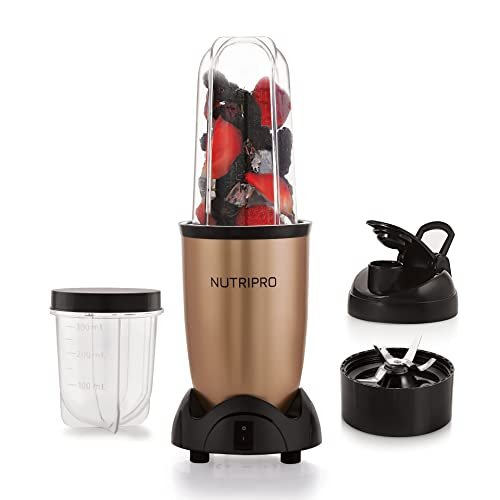 nutripro Copper Juicer Mixer Grinder - Smoothie Maker - 500 Watts (2 Jars & 1 Blade, Gold) - 2 Year Warranty