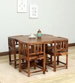 wopno Furniture Pure Sheesham Solid Wood 4 Seater Dining Table for Living Room Home Hall Hotel Dinner Restaurant Wooden Dining Table Dining Room Set Home & Kitchen (Rustic Teak, 4 Seater)