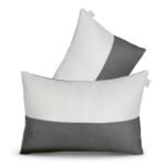 amazon basics Hollow Fiber Sleeping Pillow | Soft and Fluffy | Adjustable Height | Set of 2 | White and Grey (27 x 16 Inches)