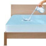 GADDA CO 100% Waterproof Premium Cotton Feel Mattress Protector Queen Bed 75x60 Inch|Ultra Soft Breathable & Hypoallergenic Fitted Bed Protector Terry Cover(6.3x5 feet, Fits Upto 10 Inches, Blue)