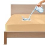 GADDA CO 100% Waterproof Premium Cotton Feel Mattress Protector King Size 78x84 Inch|Ultra Soft Breathable & Hypoallergenic Fitted Bed Protector Terry Cover(6.5x7 feet, Fits Upto 10 Inches, Beige)