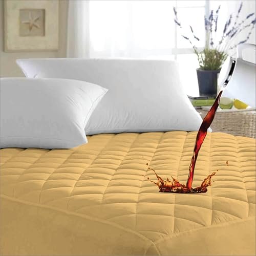 Ayka Waterproof Cotton Quilted Mattress Protector King Size Breathable Hypoallergenic Noiseless Ultra Soft Fitted Bed Protector 84x72 inch Mattress/Bed Cover (King 72x84 inch | 6x7 ft, Beige)