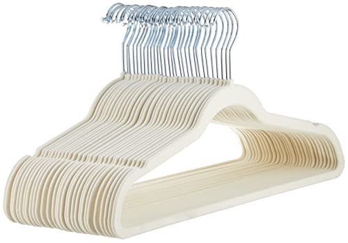 AmazonBasics Velvet Suit Hangers, 30-Pack, Ivory