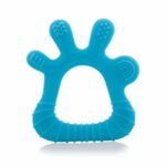 BeeBaby Finger Shape Soft Silicone Teether for 6+ Months with Carry Case, BPA Free Teething Toy for Babies with Textured Surface for Soothing Gums. 100% Food Grade (Finger - Blue)