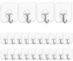 Bhadani Sales 24 PCS Adhesive Hooks Wall Hanger Hook, Bathroom Kitchen Transparent Reusable Seamless Scratch Wall Hooks for Towel Loofah Bathrobe Coats Ceiling Hanger (Pack - 24)