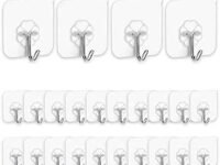 Bhadani Sales 24 PCS Adhesive Hooks Wall Hanger Hook, Bathroom Kitchen Transparent Reusable Seamless Scratch Wall Hooks for Towel Loofah Bathrobe Coats Ceiling Hanger (Pack - 24)