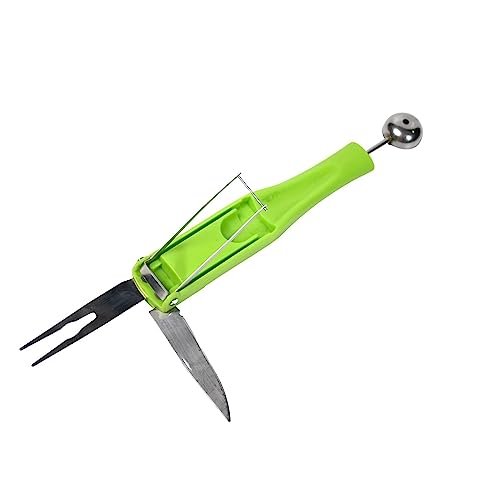 BigPlayer Stainless Steel Fruit Scooper Seed Remover Melon Baller Carving Knife Double Sided Melon Baller for Watermelon ICE Cream.