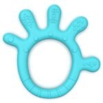 Cherilo Palm Shape Finger Teether for 3 to 12 Months Baby, Teething Toy Pacifier with Chewable, Raised & Textured Surface for Soothing Sore Gums, Easy Grip, BPA Free, Sea Blue Colour (Pack of 1)