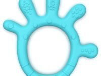Cherilo Palm Shape Finger Teether for 3 to 12 Months Baby, Teething Toy Pacifier with Chewable, Raised & Textured Surface for Soothing Sore Gums, Easy Grip, BPA Free, Sea Blue Colour (Pack of 1)