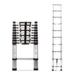 Corvids 3.8m (12.5 ft) Portable & Compact Finger Protect Aluminium Telescopic Ladder | 2-Year Warranty | EN131 Certified 10-Steps Foldable Multipurpose Step Ladder for Home & Outdoor use
