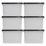 Cutting EDGE 1200ml Anti-Bacterial Modular Plastic Storage Container Set of 6, BPA-Free, Airtight Lid, Leakproof, Stackable Organizer for Pantry, Rice, Grains & Pulses (Black Lids)