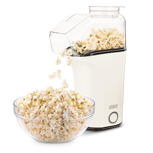 DASH DAPP150V2WH04 Hot Air Popcorn Popper Maker with Measuring Cup to Portion Popping Corn Kernels + Melt Butter, 16, White