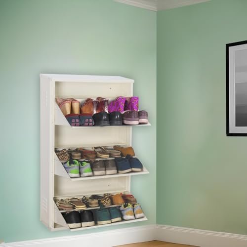 DELITE KOM Metal Shoe Rack for Home | 24" Wide 6 Shelf | Shoe Cabinet for Home with Lock | Double Decker | Wall Mount - DIY | Sandal Shoe Organizer Stand | 100% Powder Coated