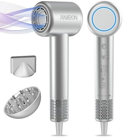 Hair Dryer, High-Speed Ionic Low Noise Blow Dryer with Brushless Motor for Fast Drying, Thermo-Control Quiet Compact Hair Blow Dryer with Magnetic Diffuser for Curly Hair for Home Travel Salon