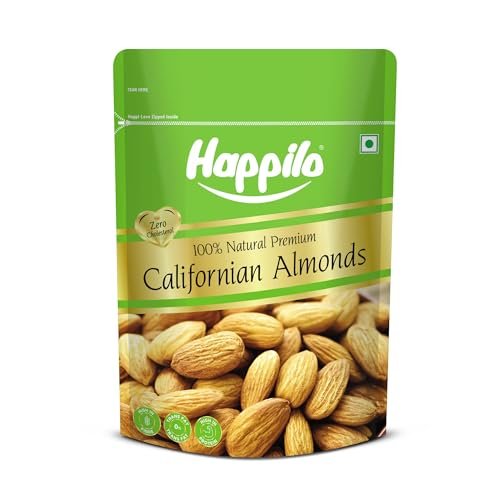 Happilo 100% Natural Premium California Almonds 500g| Premium Badam Giri | High in Fiber | Real Nuts | Whole Natural Badam | Rich in Protein | Magnesium | Phosphorus | Dietary Fibre | Nuts & Dry Fruits |Gluten Free & Zero Cholesterol