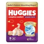 Huggies Complete Comfort Wonder Pants | Pant Style Baby Diapers Small Size, 56 Count | India's Fastest Absorbing Diaper, Prevents Diaper Rash, Ideal for 4 to 8 Kgs
