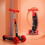 Kidsmate Cruiser Kick Scooter for Kids with Broad Wheels | 3-Wheel Skate Scooter for Boys & Girls of Ages 2-12 Years | 5-Level Adjustable Height, and Easy Fold Design Scooter for Kids (Black)
