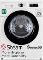 LG 8 Kg 5 Star Steam, Inverter Direct Drive Technology, 6 Motion DD, Fully-Automatic Front Load Washing Machine (FHB1208Z2W, Dial + Full Touch Buttons & LED Display, Essence White)