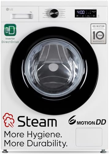 LG 8 Kg 5 Star Steam, Inverter Direct Drive Technology, 6 Motion DD, Fully-Automatic Front Load Washing Machine (FHB1208Z2W, Dial + Full Touch Buttons & LED Display, Essence White)