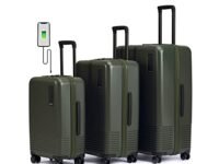 MOKOBARA Iconic Range The Set of 3 Polycarbonate Hard Shell Luggage 79Cms Cabin, Small Medium & Large Size German Makrolon Green, 8 Spinner Wheels Suitcase Trolley, Hinomoto Wheels (Seaweed Green)