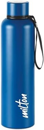 Milton Aura 1000 Thermosteel Water Bottle, 1050 ml, 24 Hours Hot and Cold, Easy to Carry and Grip, Rust Proof, for Tea, Coffee, Office, Travel, Dark Blue
