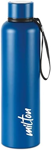 Milton Aura 1000 Thermosteel Water Bottle, 1050 ml, 24 Hours Hot and Cold, Easy to Carry and Grip, Rust Proof, for Tea, Coffee, Office, Travel, Dark Blue