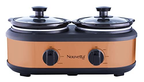 Nouvetta Gourmet Stainless Steel Slow Cooker Twin Pot 240W, 2 X 1.25 Liter (COPPER)