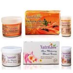 NutriGlow Papaya Fruit Bleach Cream & Bleach Cream For Facial Hair, Dark Spot Corrector, 43g Each, Pack of 2